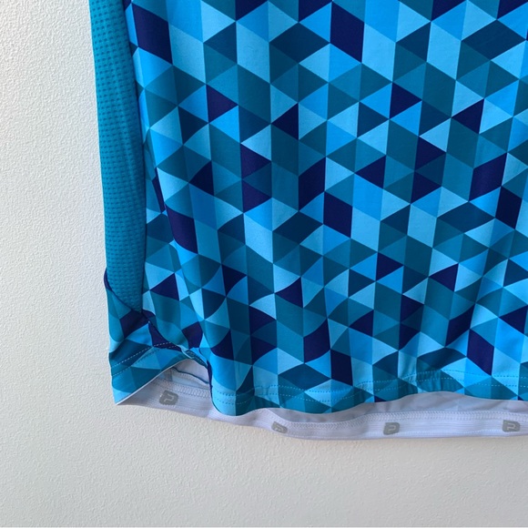 Polaris Ladies UK 16 Cycling Jersey Blue Triangle 1/4 Zip Geometric Short Sleeve - Picture 4 of 9